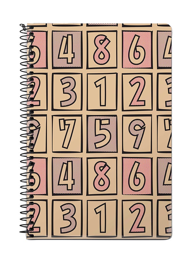 ستايلايزد دفتر ملاحظات بسلك مقاس A5 بتصميم لعبة سودوكو بني/أحمر/أزرق