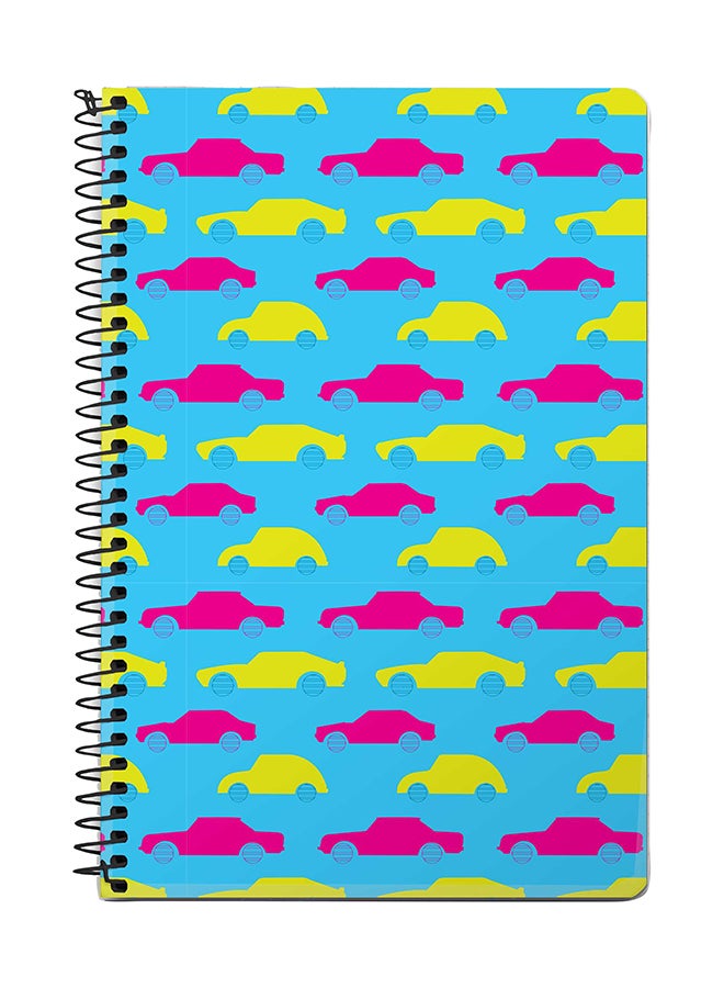 Stylizedd Moving Cars A5 Spiral Notebook Blue/Pink/Yellow