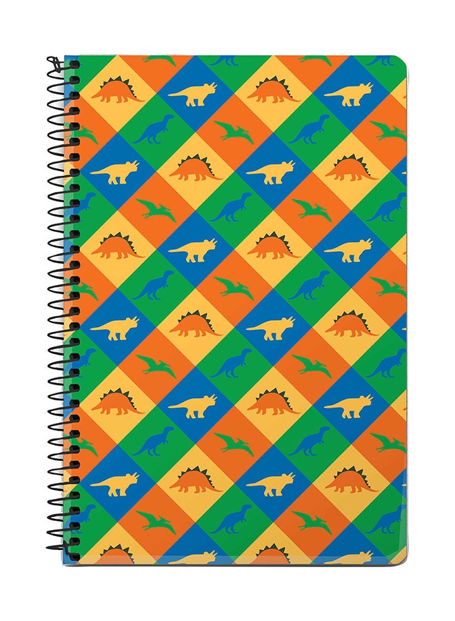 Stylizedd Dino Checker A5 Spiral Notebook Multicolour