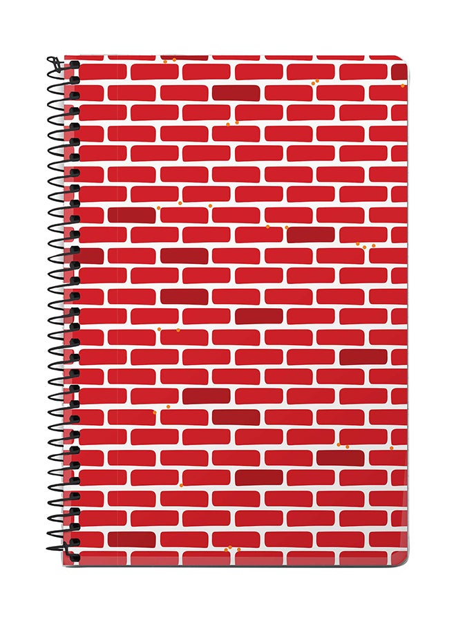 ستايلايزد دفتر ملاحظات سلك مقاس A5 بتصميم جدار من الطوب أحمر/أبيض