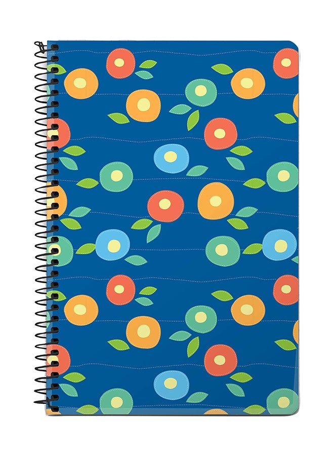 Stylizedd Floral Bubbles A5 Spiral Notebook Blue/Green/Orange
