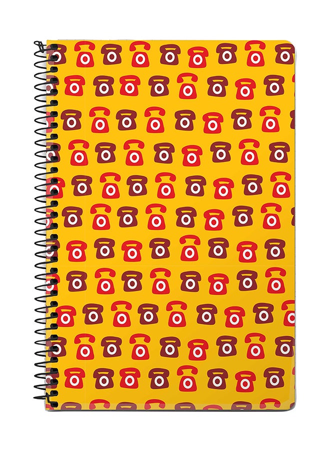 Stylizedd Ringing Telephone A5 Spiral Notebook Yellow/Red/Brown