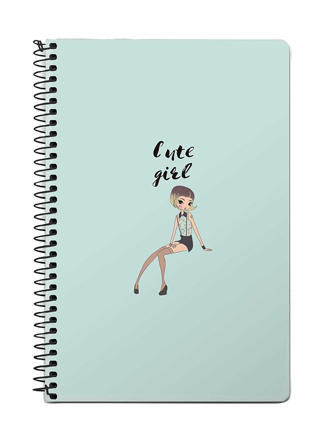 Stylizedd Shy Cute Girl A5 Spiral Notebook Blue/Black