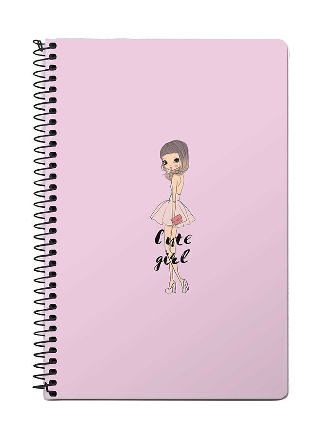 Stylizedd Coy Cute Girl A5 Spiral Notebook Pink/Black