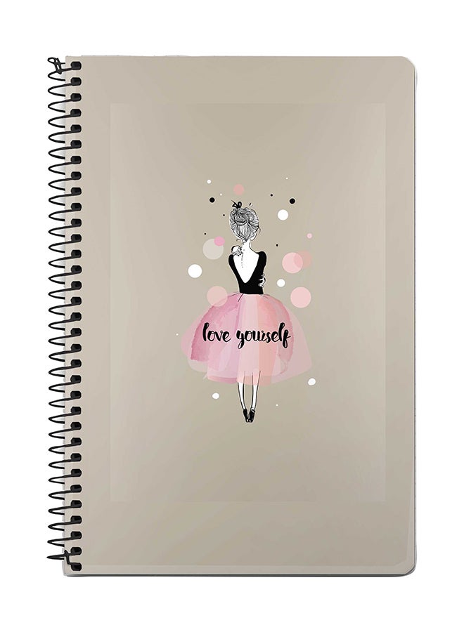 Stylizedd Love Yourself A5 Spiral Notebook Grey/Pink/Black