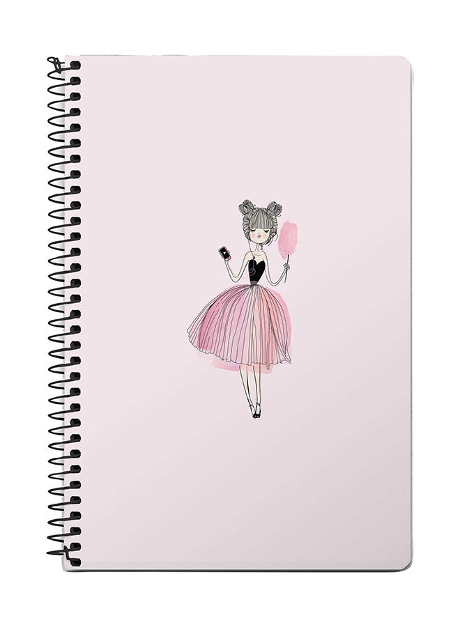 Stylizedd Lost In Music A5 Spiral Notebook Grey/Pink/Black