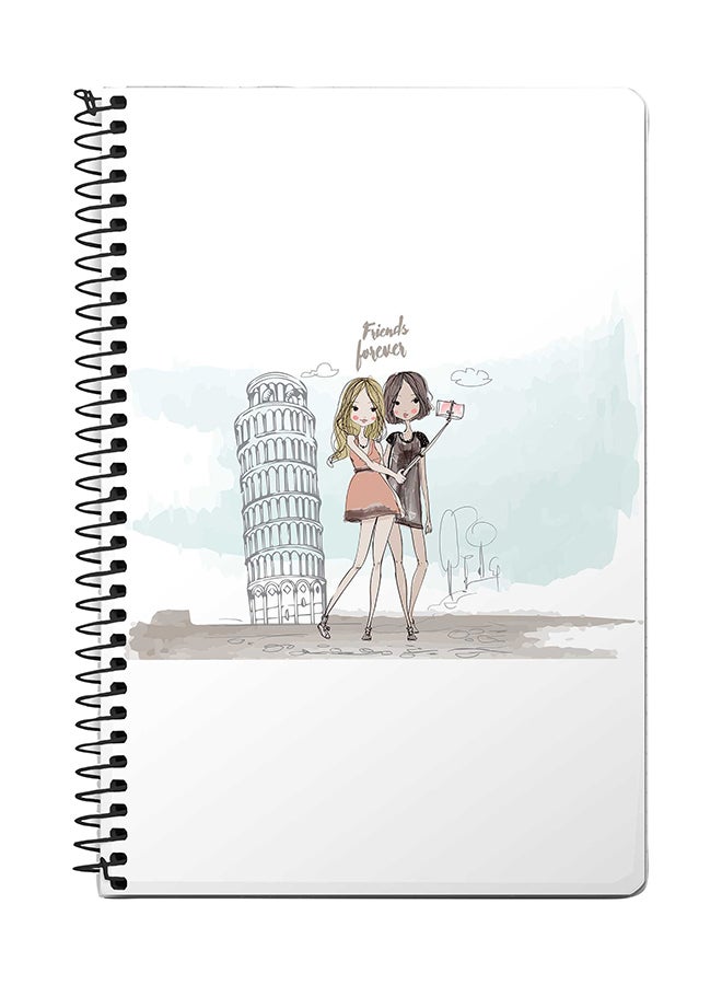 Stylizedd Friends Forever A5 Spiral Notebook White/Grey 