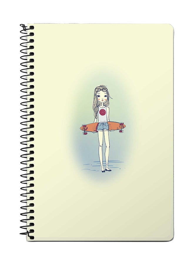 Stylizedd Skater Girl A5 Spiral Notebook Beige/Blue