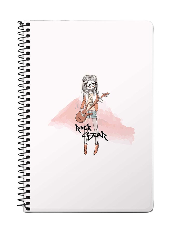 Stylizedd Rockstar Girl A5 Spiral Notebook White/Pink