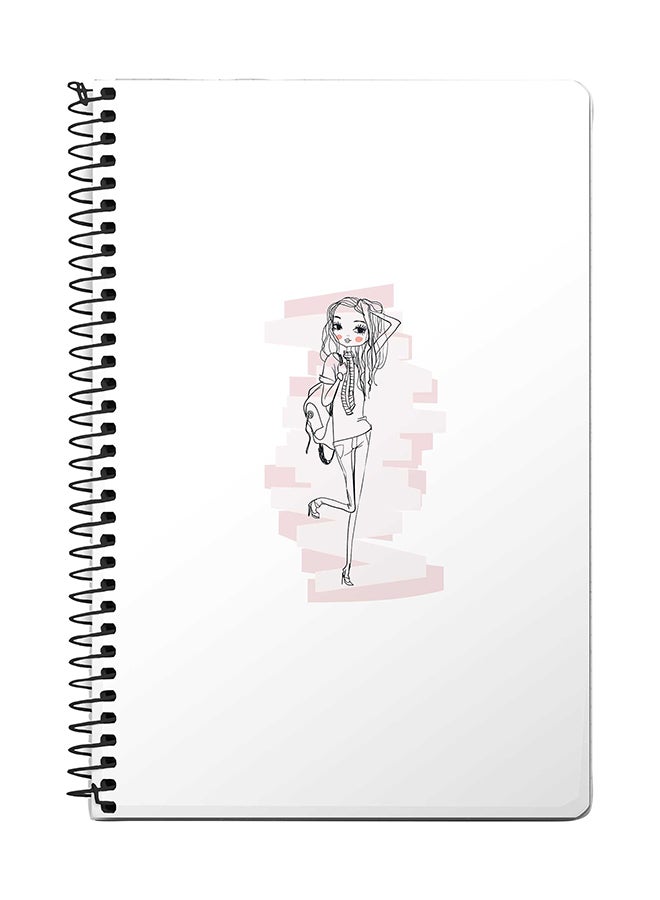 Stylizedd Teen Star A5 Spiral Notebook White/Pink