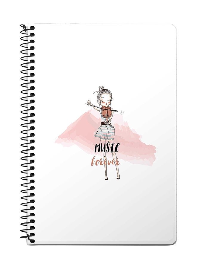 Stylizedd Music Forever A5 Spiral Notebook White/Pink