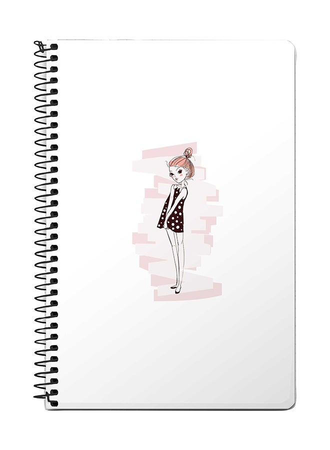 Stylizedd Shy Teen A5 Spiral Notebook White/Pink/Black