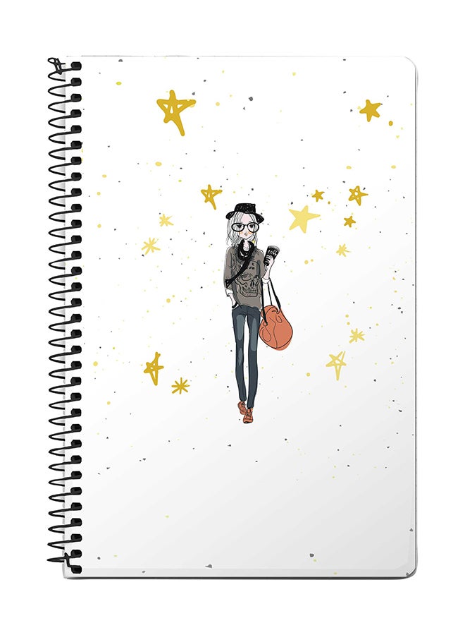 Stylizedd Fashionista A5 Spiral Notebook White/Grey/Yellow