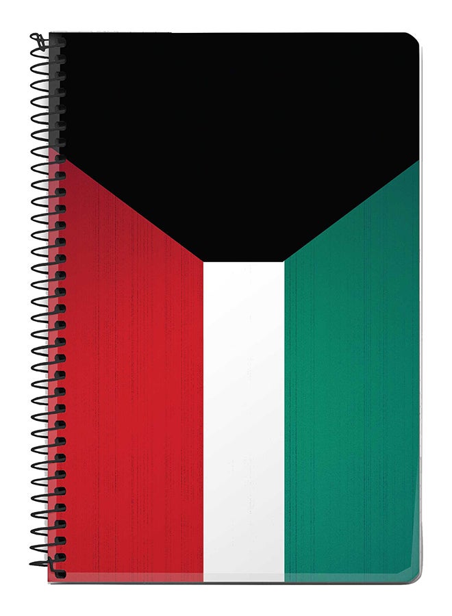 ستايلايزد دفتر بسلك مقاس A5 بتصميم علم الكويت أحمر / أسود / أخضر