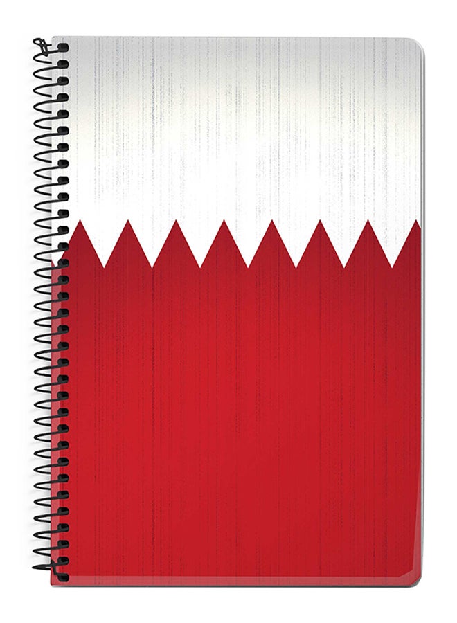 ستايلايزد دفتر ملاحظات بسلك حلزوني مقاس A5 بتصميم علم البحرين أحمر/أبيض