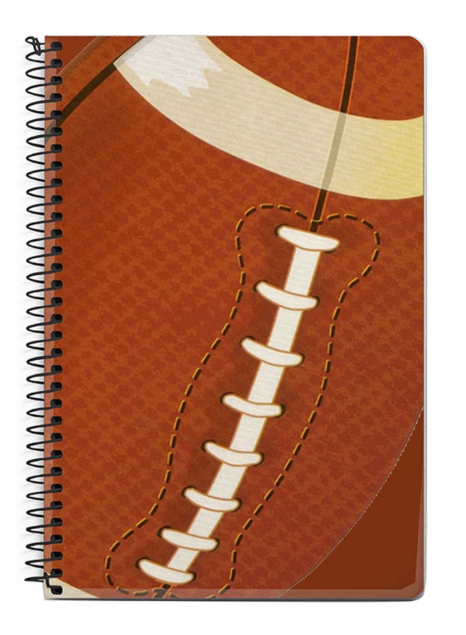 Stylizedd Rugby Ball A5 Spiral Notebook Brown/White