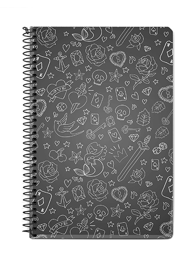 Stylizedd Doodles A5 Spiral Notebook Grey/White 