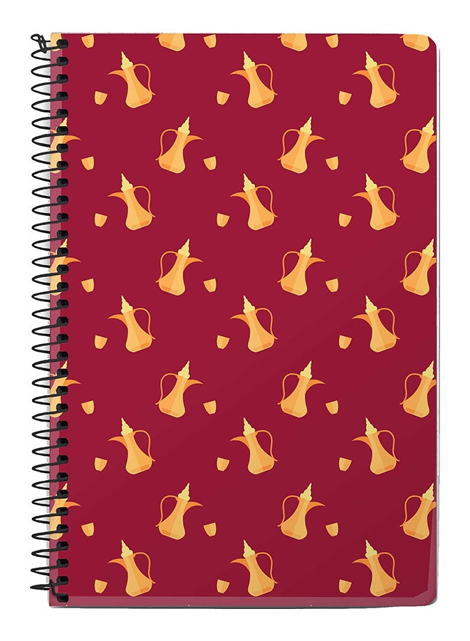 ستايلايزد دفتر ملاحظات بسلك مقاس A5 بتصميم دلة الصب أحمر/أصفر