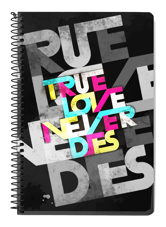 Stylizedd True Love Never Dies A5 Spiral Notebook Grey/Pink