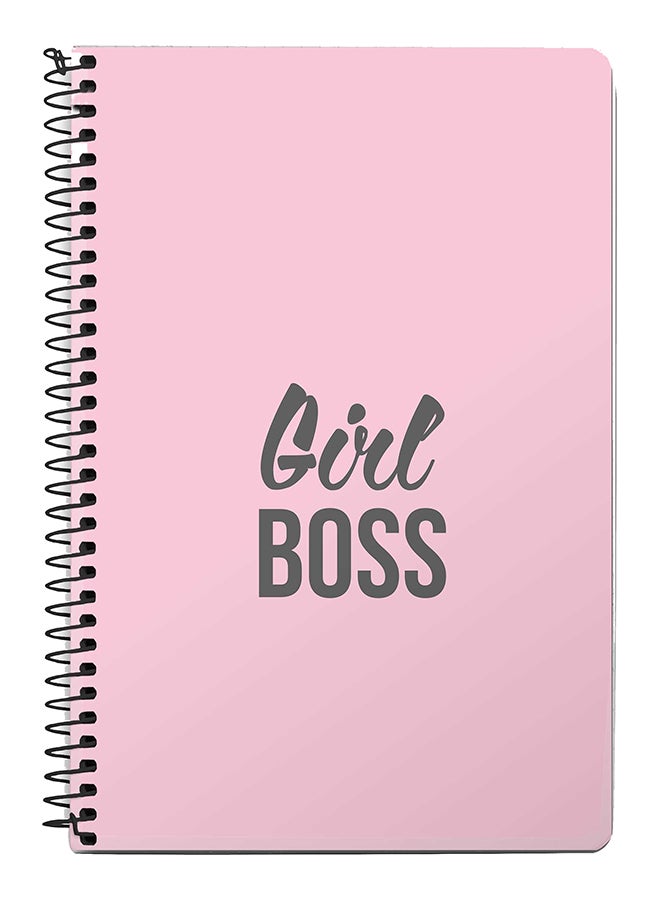 Stylizedd Girl Boss A5 Spiral Notebook Pink/Black  - Image 1