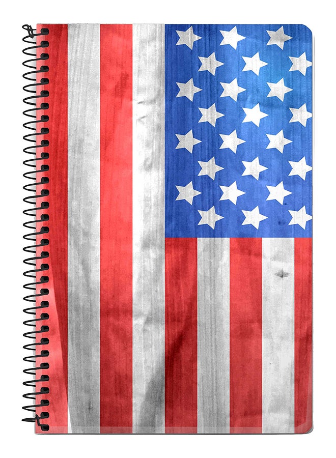 Stylizedd Usa Grunge Flag A5 Spiral Notebook Red/Blue/Grey