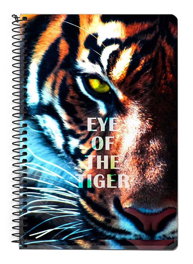 ستايلايزد دفتر ملاحظات بسلك مقاس A5 بطبعة عبارة "Eye Of The Tiger" متعدد الألوان