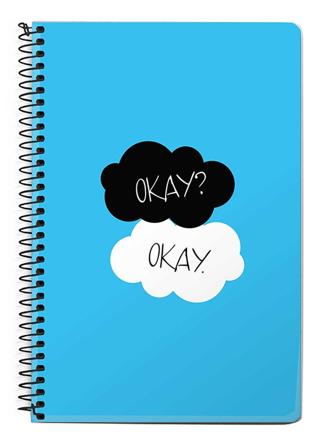 Stylizedd Okay Okay A5 Spiral Notebook Blue/White/Black 