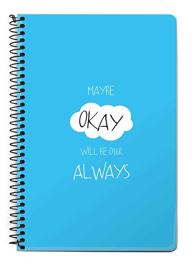 ستايلايزد دفتر ملاحظات مقاس A5 مزود بسلك إغلاق حلزوني مزين بطبعة أزرق/ أبيض