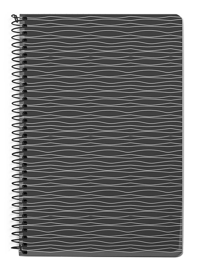 Stylizedd Squiggly Lines A5 Spiral Notebook Grey/White