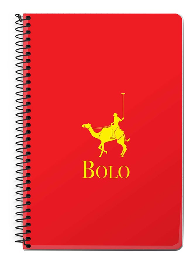 ستايلايزد دفتر ملاحظات بسلك مقاس A5 بتصميم أحمر وكلمة "Bolo" أحمر/أصفر