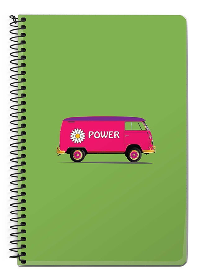 Stylizedd Flower Power A5 Spiral Notebook Green/Pink