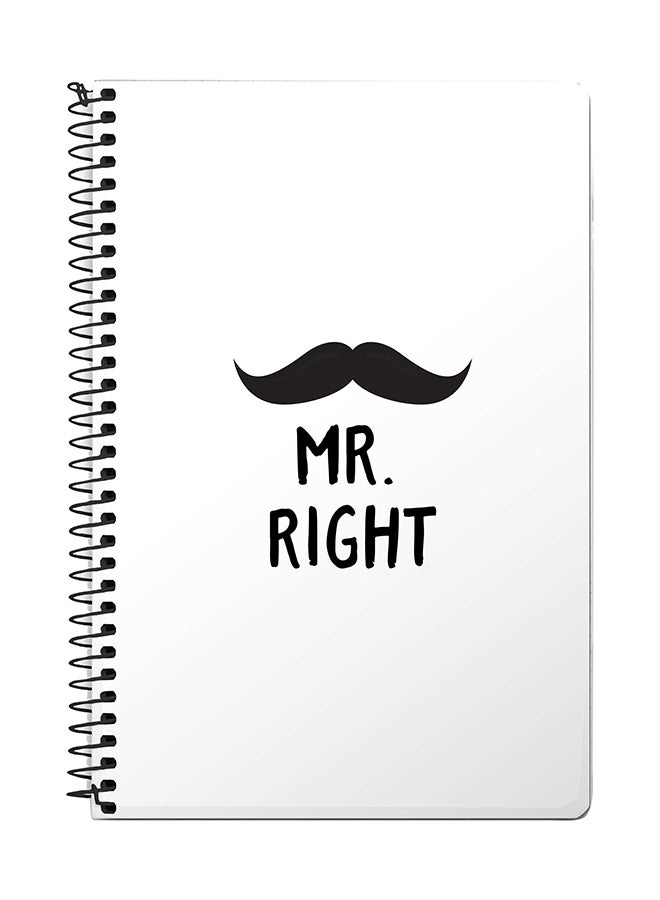 Stylizedd Mr. Right A5 Spiral Notebook White/Black