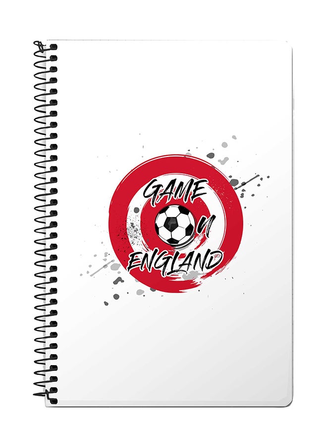 Stylizedd Game On England A5 Spiral Notebook White/Red