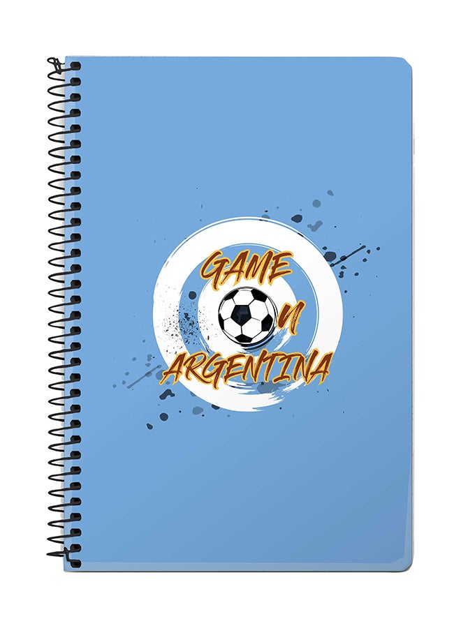 Stylizedd A5 Game On Argentina Printed Spiral Notebook Blue/White/Brown