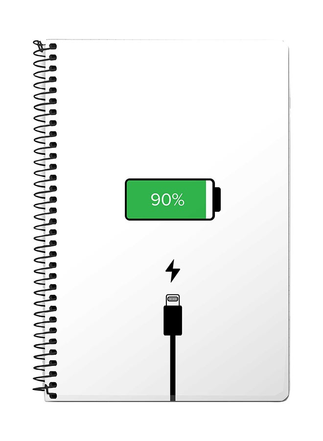 Stylizedd Battery Charging A5 Spiral Notebook White/Black/Green