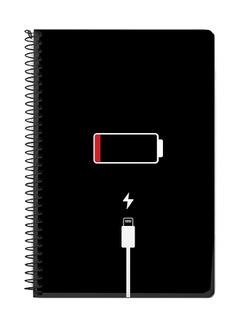 Stylizedd Battery Empty A5 Spiral Notebook Black/White 