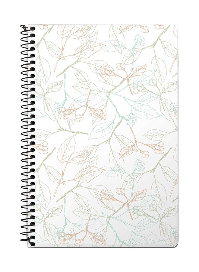 ستايلايزد دفتر ملاحظات بسلك حلزوني مقاس A5 بتصميم أغصان أبيض