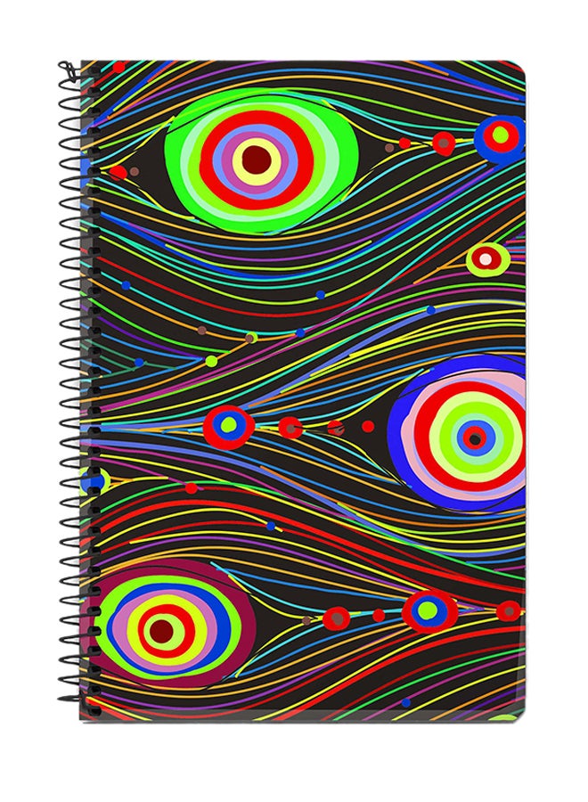 ستايلايزد دفتر ملاحظات سلك مقاس A5 بتصميم عيون الطاووس متعدد الألوان