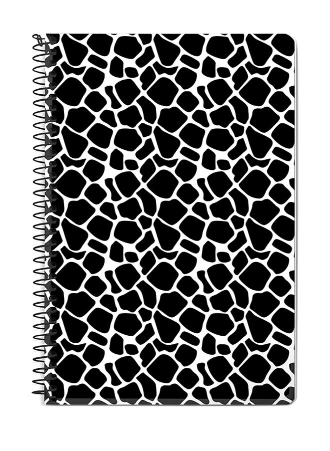 ستايلايزد دفتر ملاحظات بسلك وورق مقاس A5 بطبعة جلد بقرة أسود