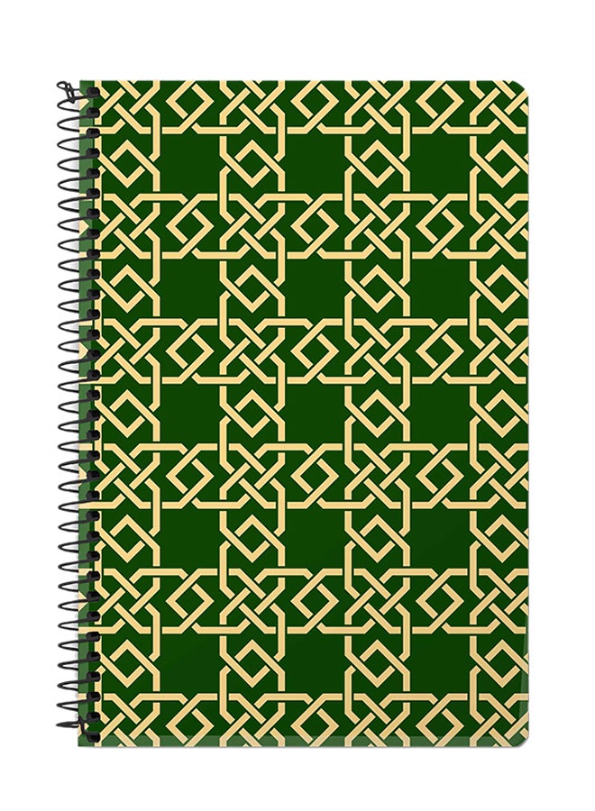 ستايلايزد دفتر ملاحظات سلك مقاس A5 بتصميم وصلات بطراز عربي أخضر / بيج