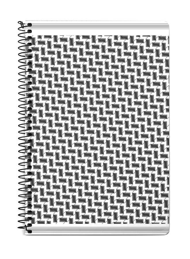 ستايلايزد دفتر ملاحظات سلك مقاس A5 بتصميم شماغ أبيض/رمادي
