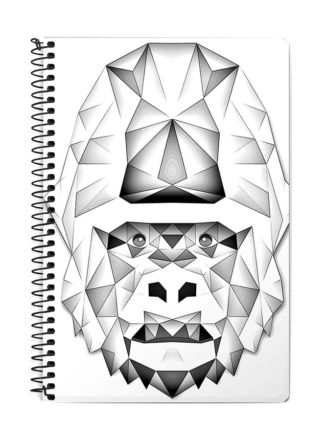 ستايلايزد دفتر ملاحظان بسلك لولبي بتصميم بولي القرد مقاس A5 أبيض
