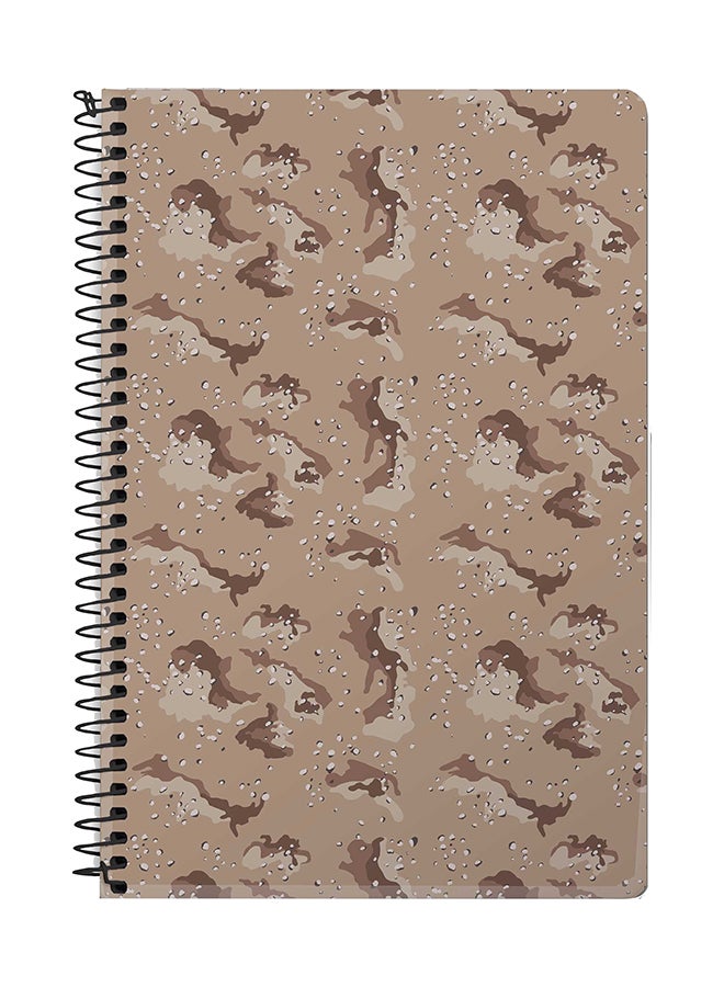 ستايلايزد دفتر ملاحظات بسلك مقاس A5 بتصميم عاصفة الصحراء بنقشة مموهة بني