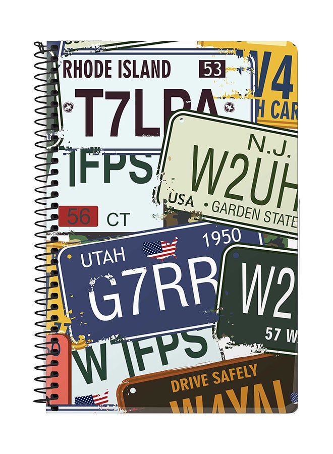 Stylizedd Number Plates A5 Spiral Notebook Multicolour