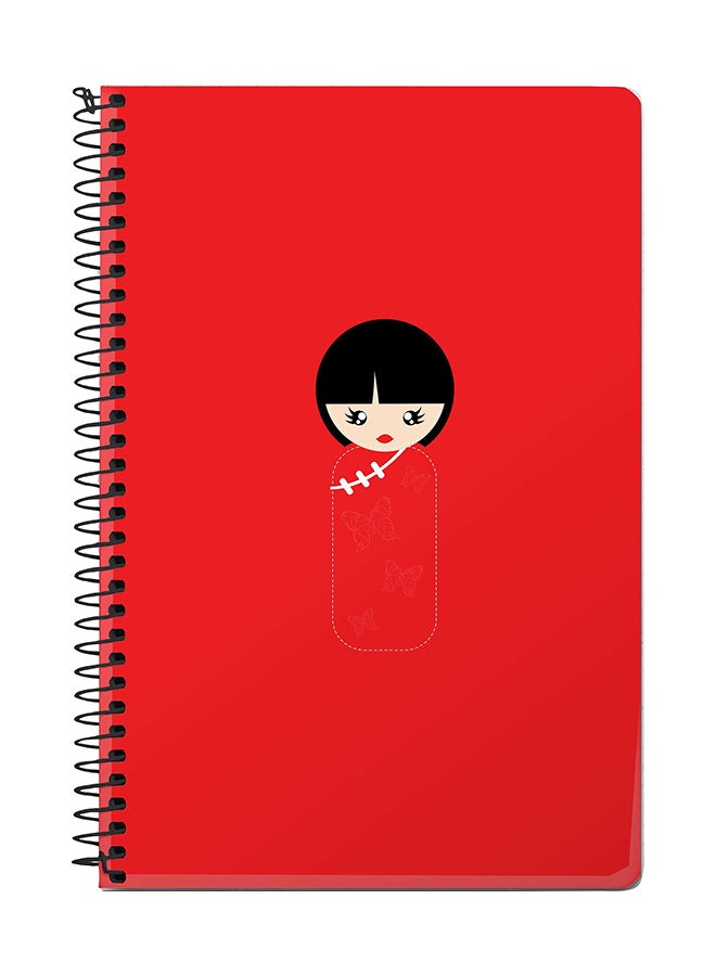 ستايلايزد دفتر ملاحظات سلك مقاس A5 بتصميم دمية صينية أحمر