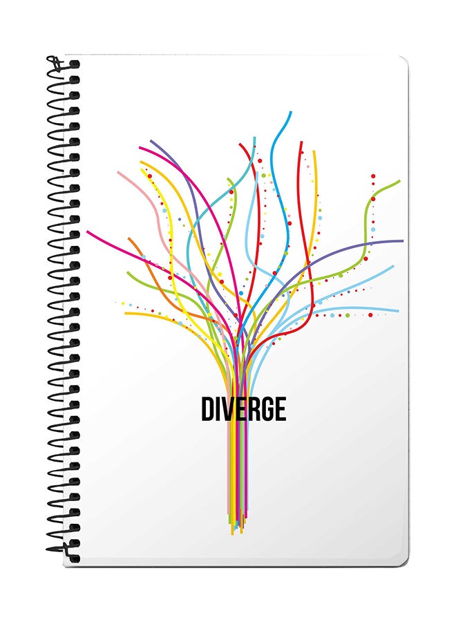 ستايلايزد دفتر ملاحظات بسلك حلزوني مقاس A5 مطبوع بكلمة "Diverge" أبيض