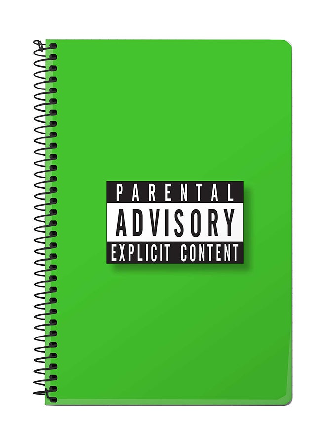 ستايلايزد دفتر ملاحظات سلك مقاس A5 بتصميم عبارة "Explicit Content" أخضر