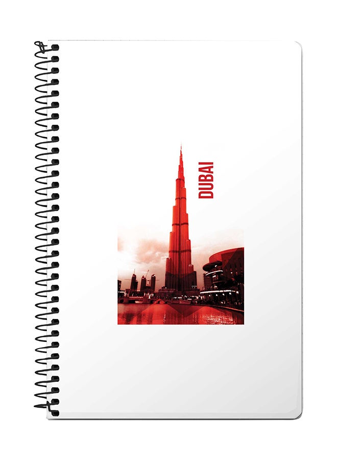 ستايلايزد دفتر ملاحظات بسلك مقاس A5 بتصميم برج دبي أبيض