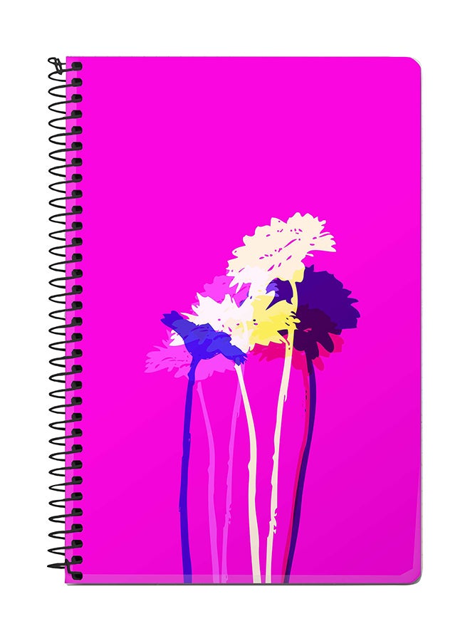 ستايلايزد دفتر ملاحظات بسلك لولبي بنقشة زهور مائلة مقاس A5 وردي