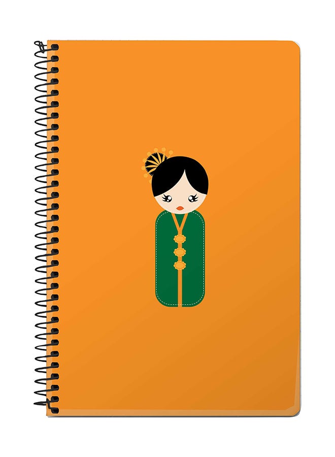 Stylizedd Japanese Doll A5 Spiral Notebook Orange
